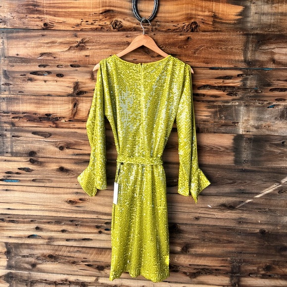 VICKY TIEL | NWT Lime Green Sequin Dress S - Picture 8 of 8